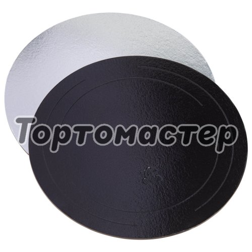 Подложка под торт Чёрная/Серебро 3,2 мм 24 см ForG BASE 3,2 B/S D 240 S